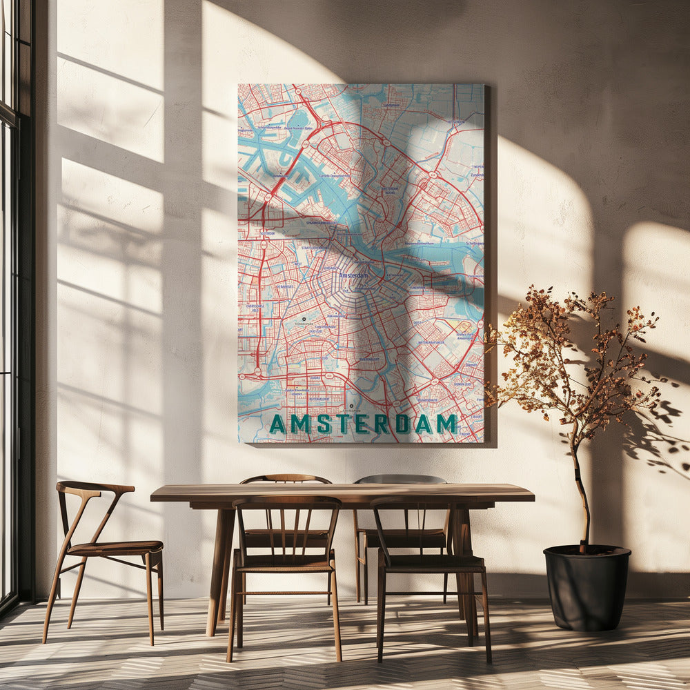 Retro-Karte Amsterdam | Leinwand-Bilder