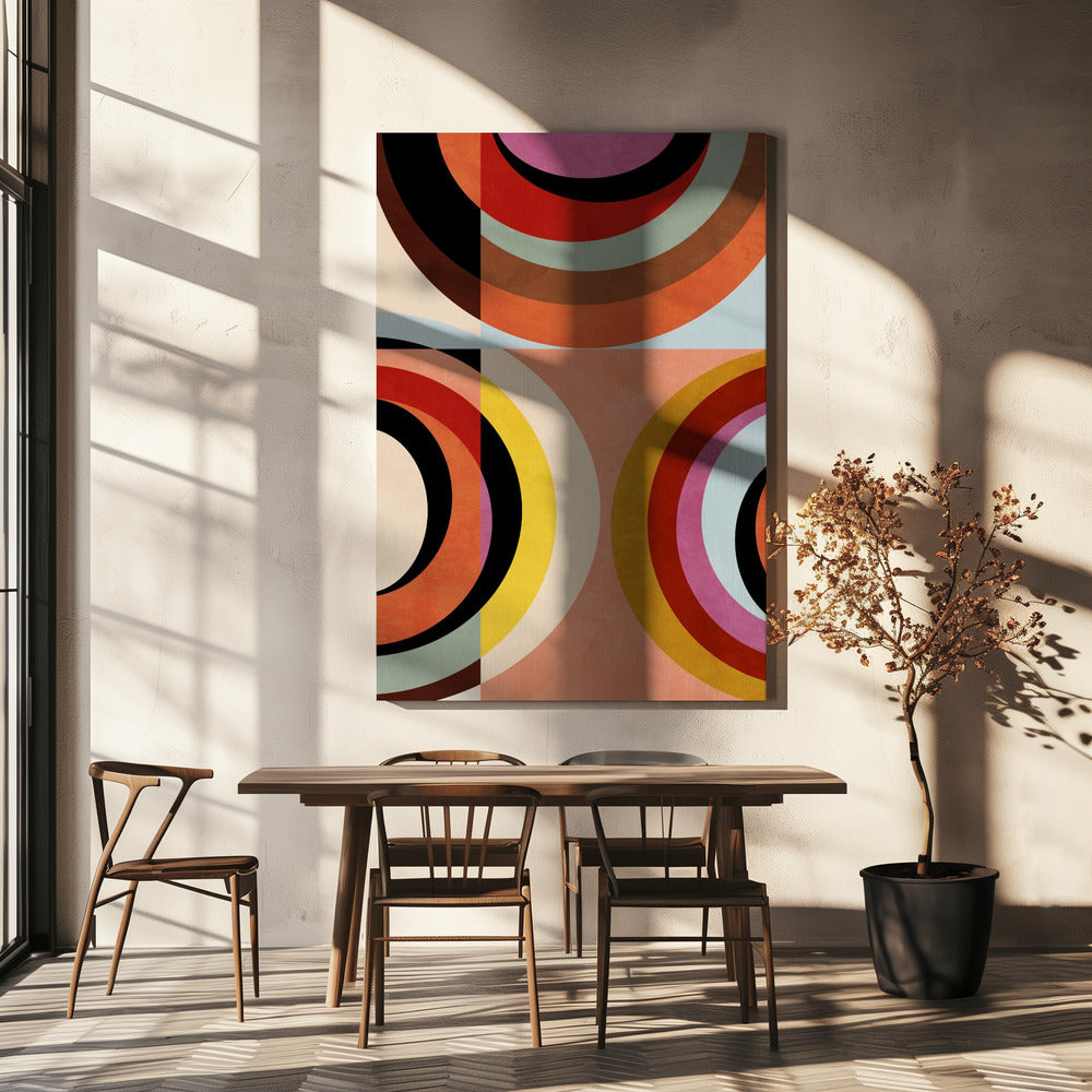 Varme farver Bauhaus Geometri3 | Lærredsbilleder