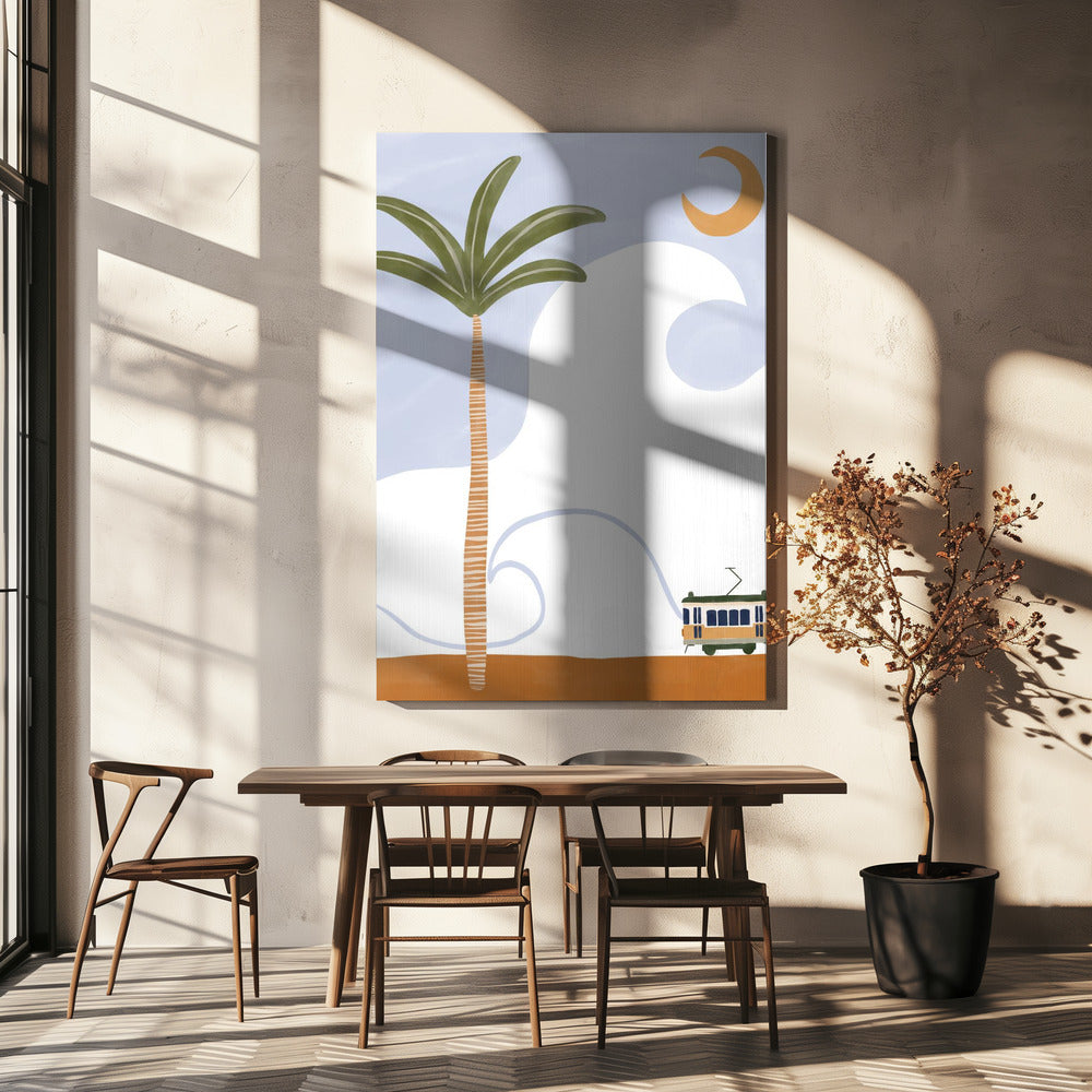 Petit Tram sur la plage | Tableaux sur Toile