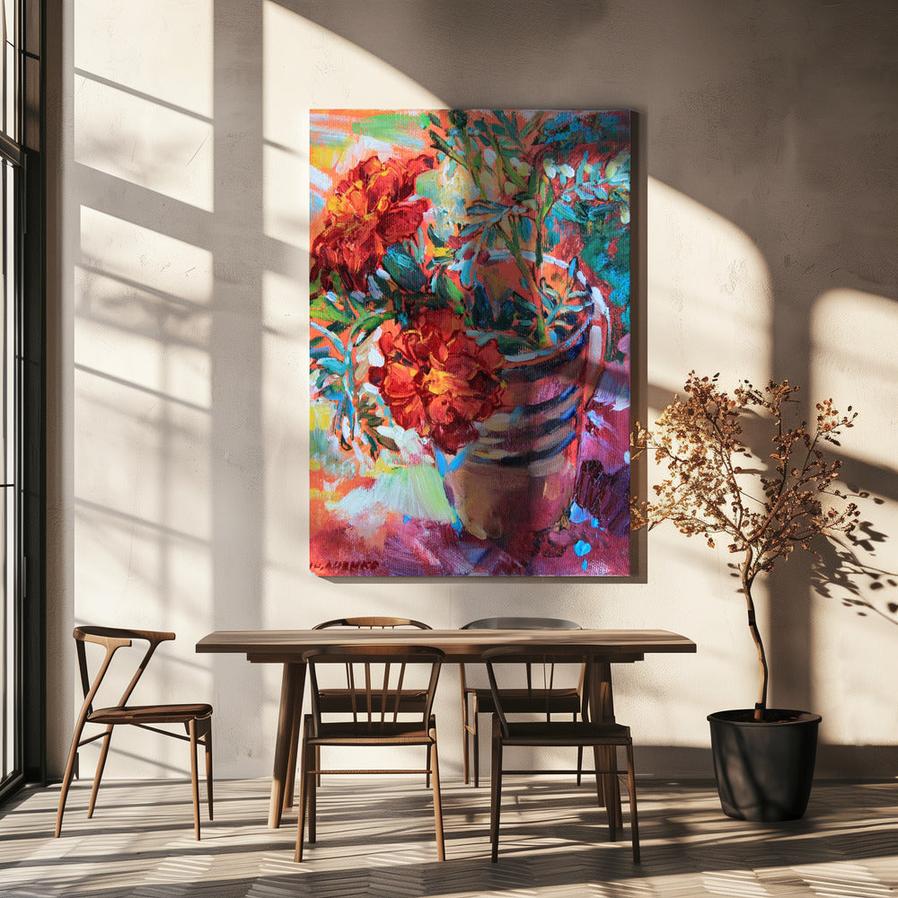 Marigolds in a cup | Canvas