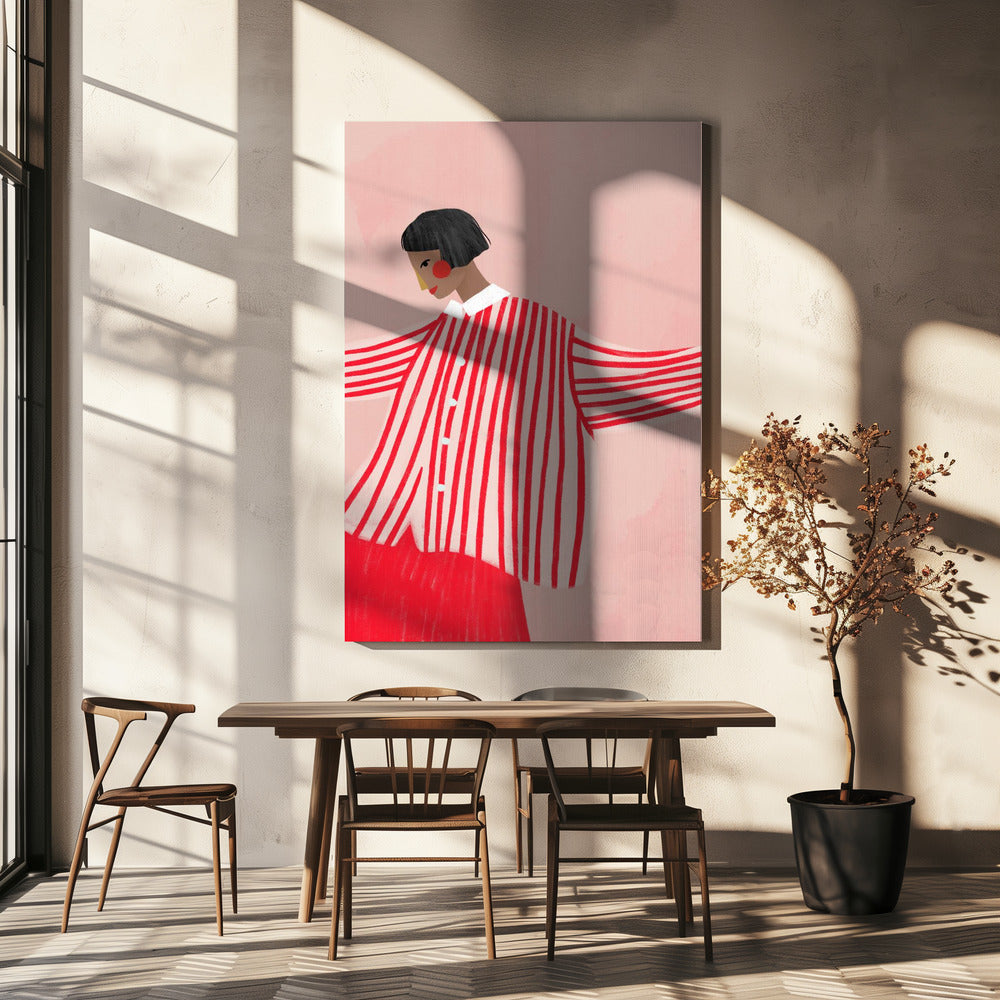 La femme aux rayures rouges | Tableaux sur Toile