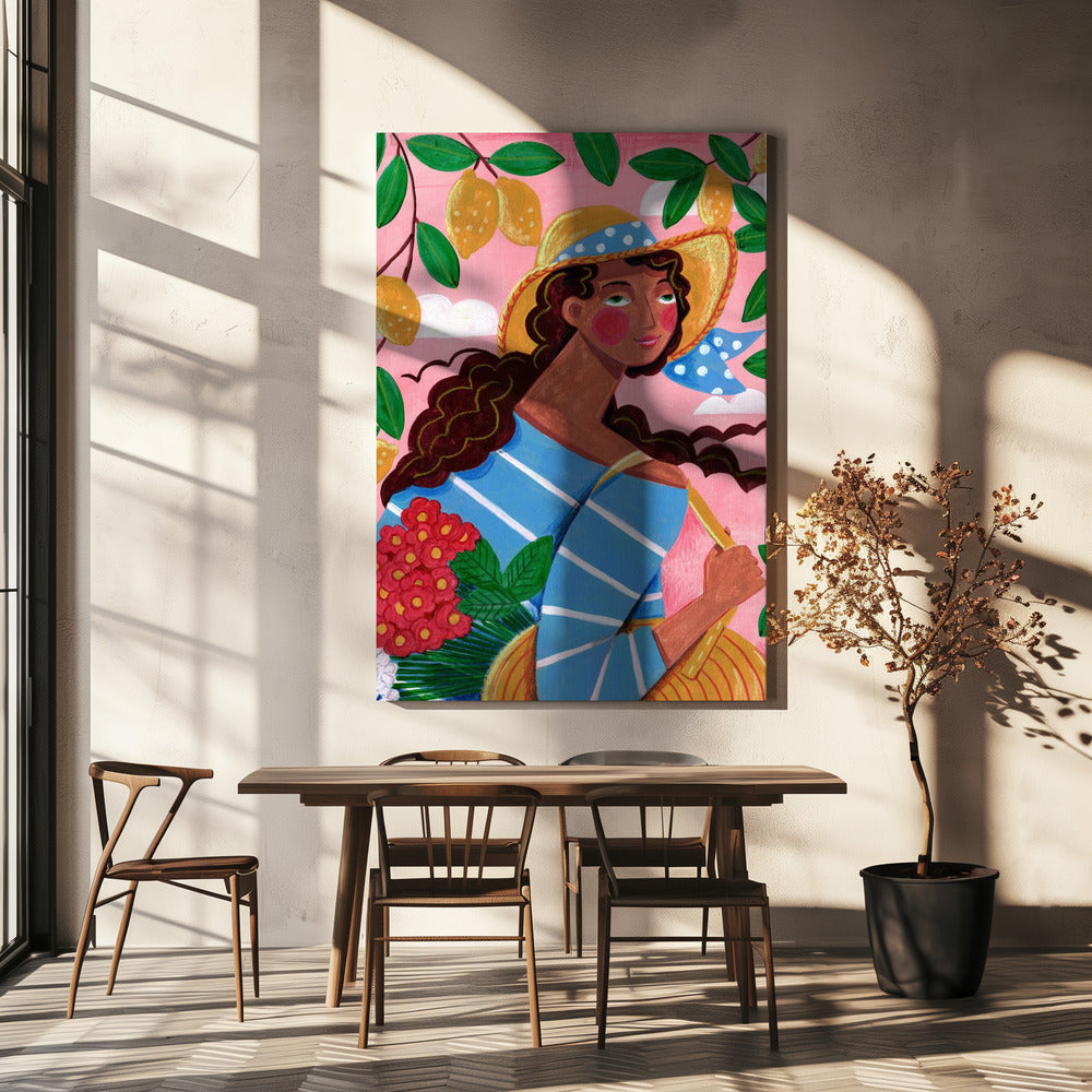 Portret kobiety na wybrzeżu Amalfi we Włoszech | Wydruki na łótnie