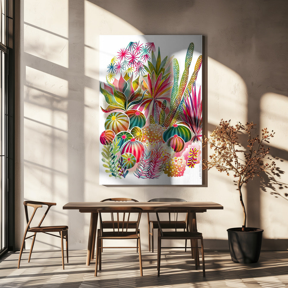 Blommande suckulenter och kaktusar | Canvas