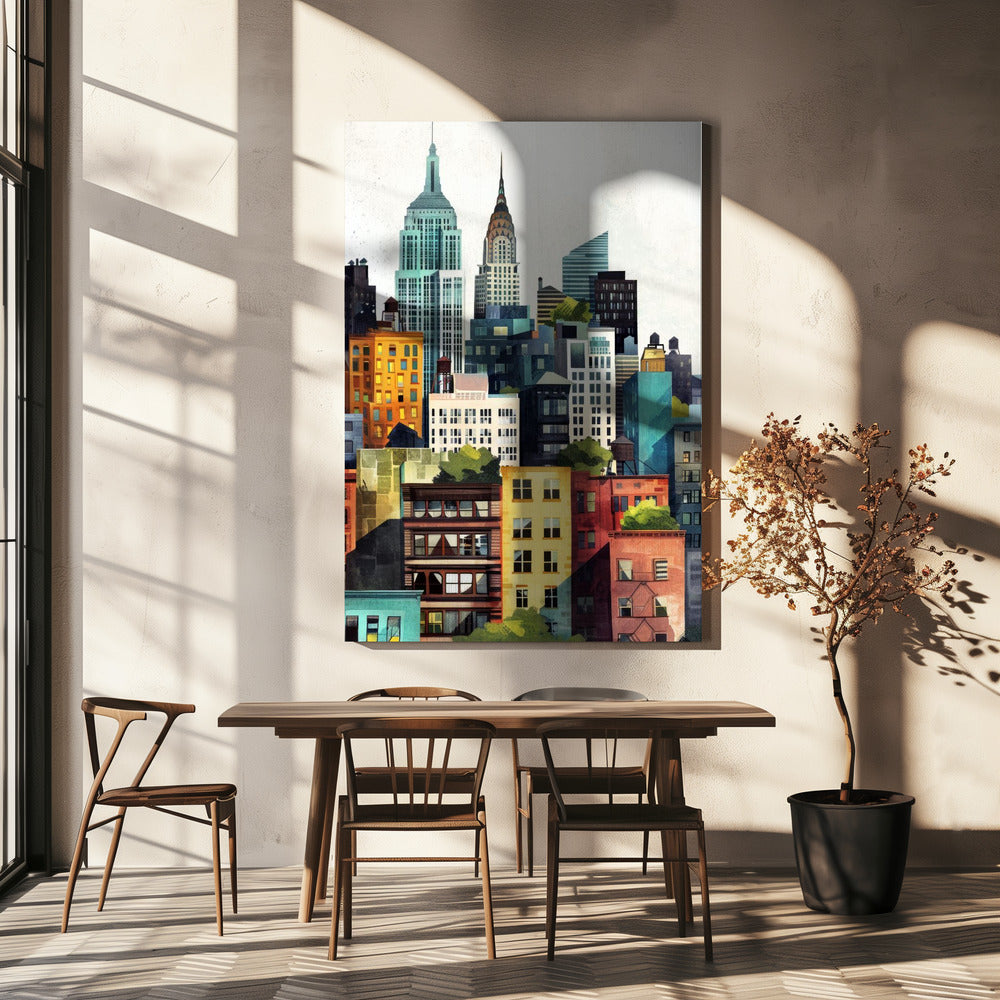Pittura digitale ad acquerello di New York City (2) | Stampe su Tela