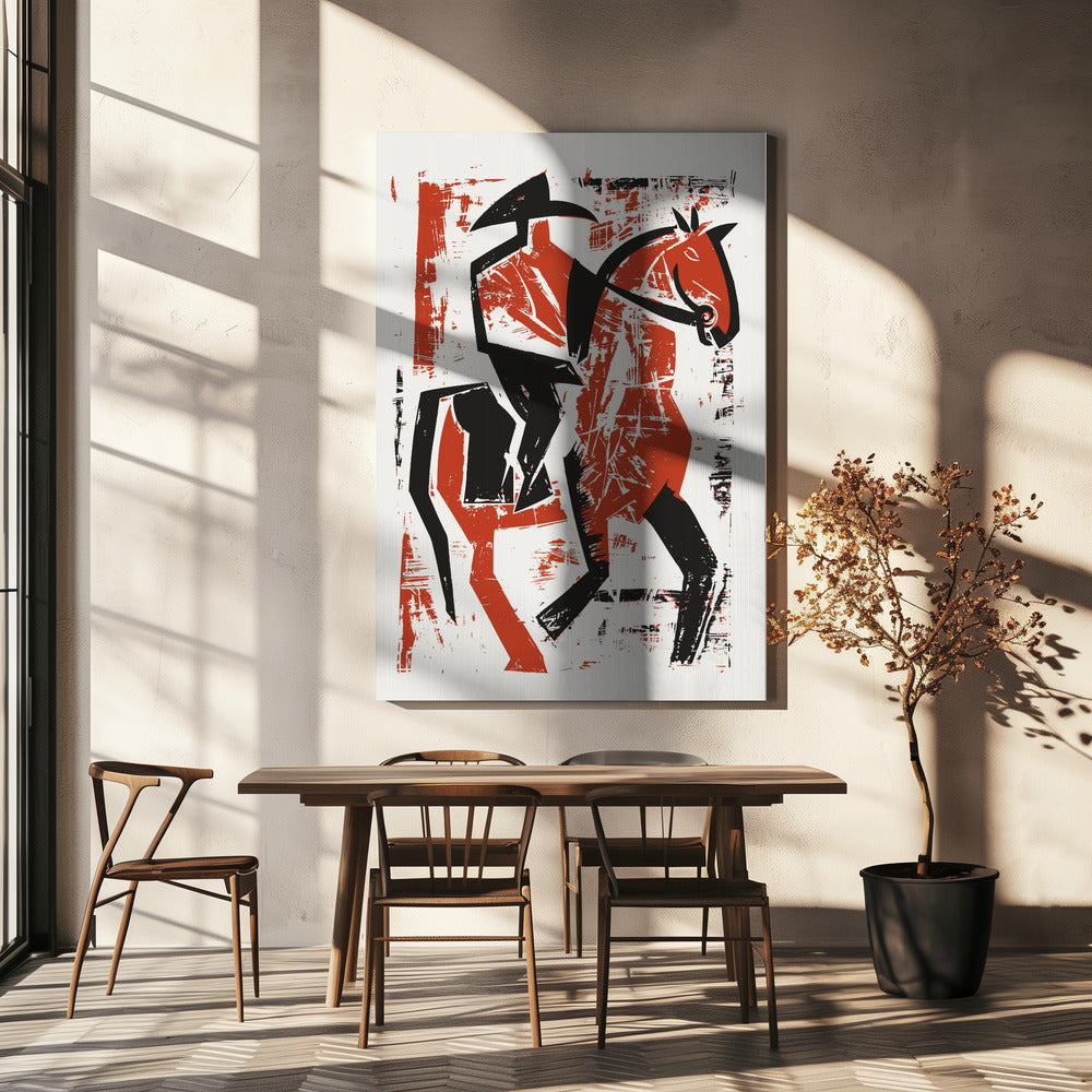 Jinete de caballo abstracto | Impresiones en Lienzo