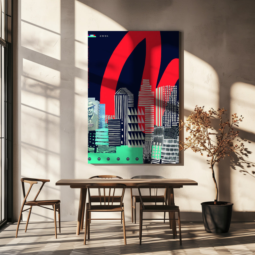 Urban Skyline Art, grafika ścienna miasta Montreal Plakaty - Wydruki Artystyczne | Wydruki na łótnie