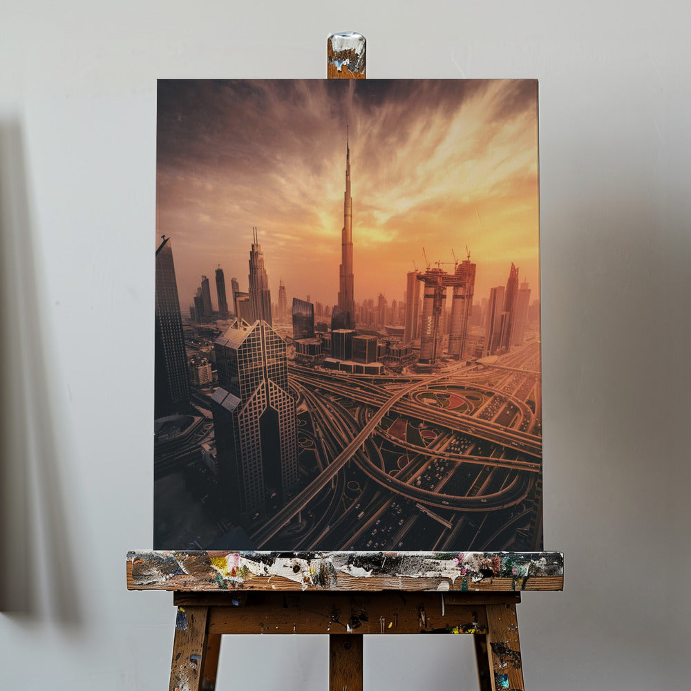 Dubais flammende solnedgang | Lærredsbilleder