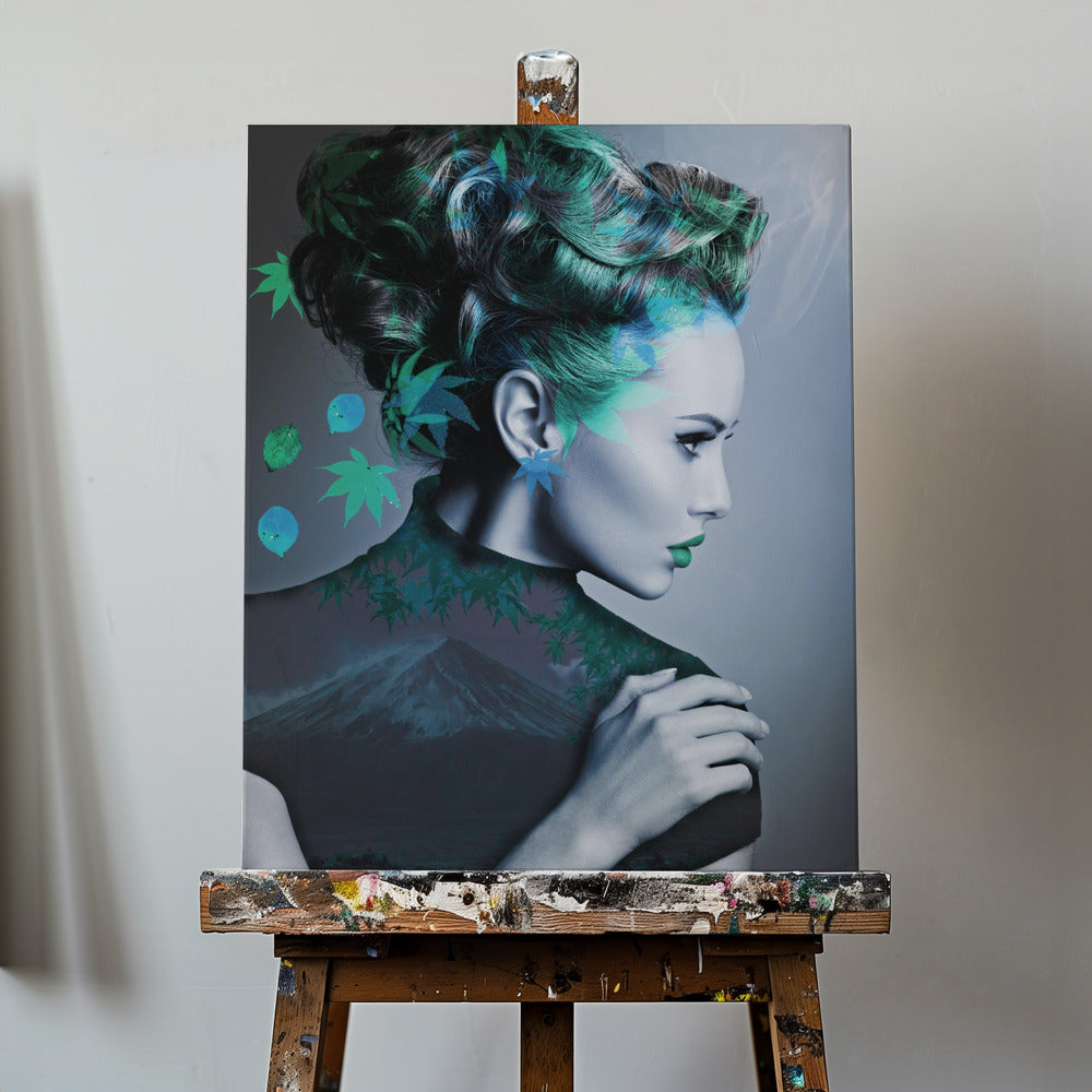 Vert avec des feuilles | Tableaux sur Toile