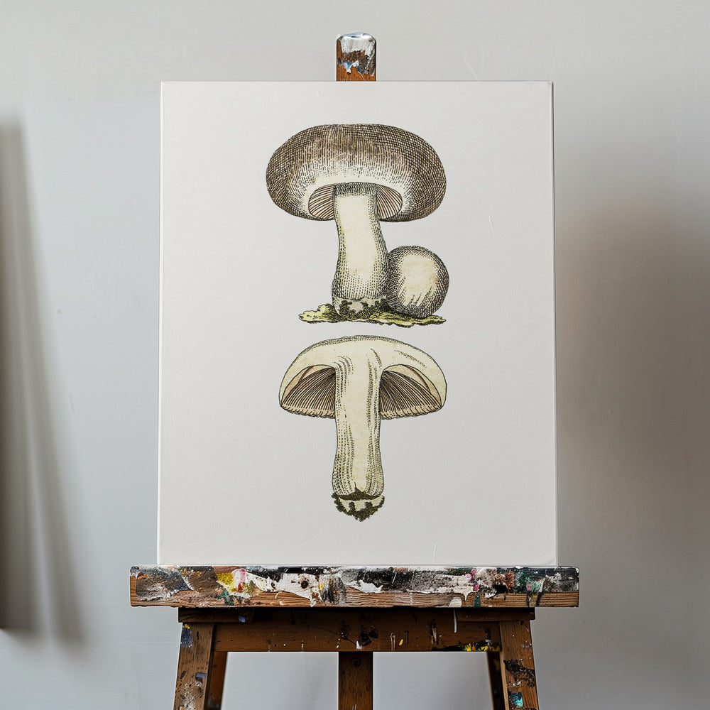 Champignon des champs dessiné à la main gris | Tableaux sur Toile