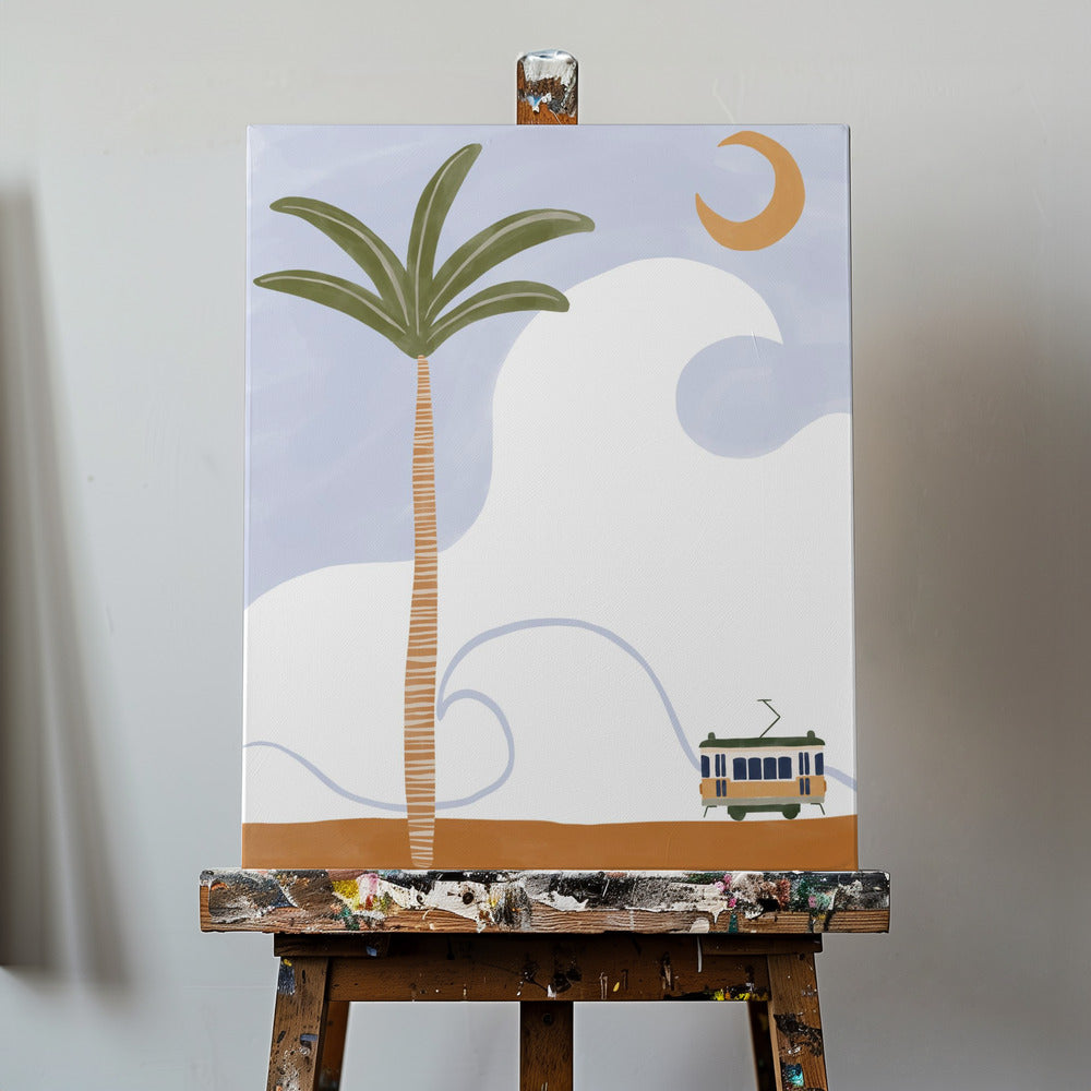 Petit Tram sur la plage | Tableaux sur Toile