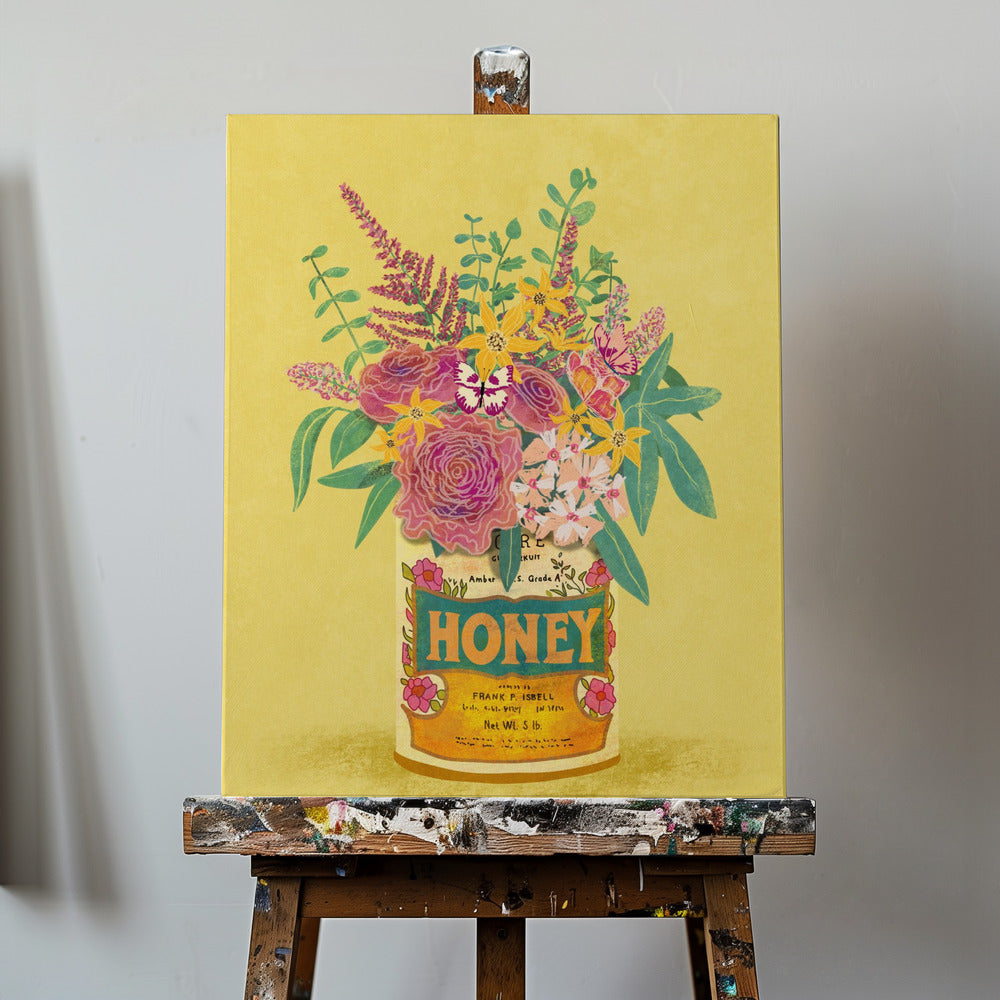 Flowers In a vintage Honey Can | Canvas