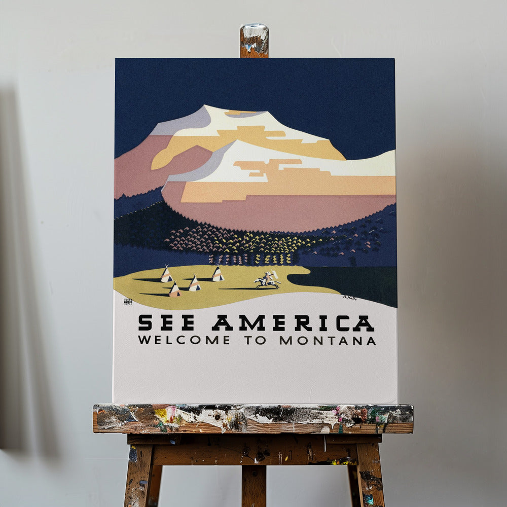 Se Amerika. Velkommen til Montana (1936) Rejse Plakater - Kunsttryk Af Richard Halls | Lærredsbilleder