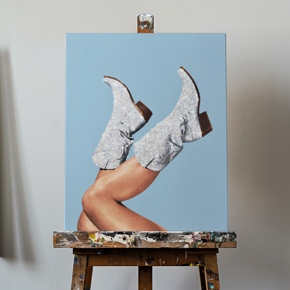 Dessa stövlar glitterblå II | Canvas
