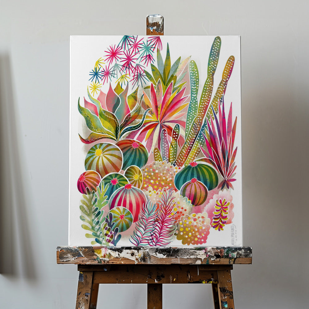 Blommande suckulenter och kaktusar | Canvas