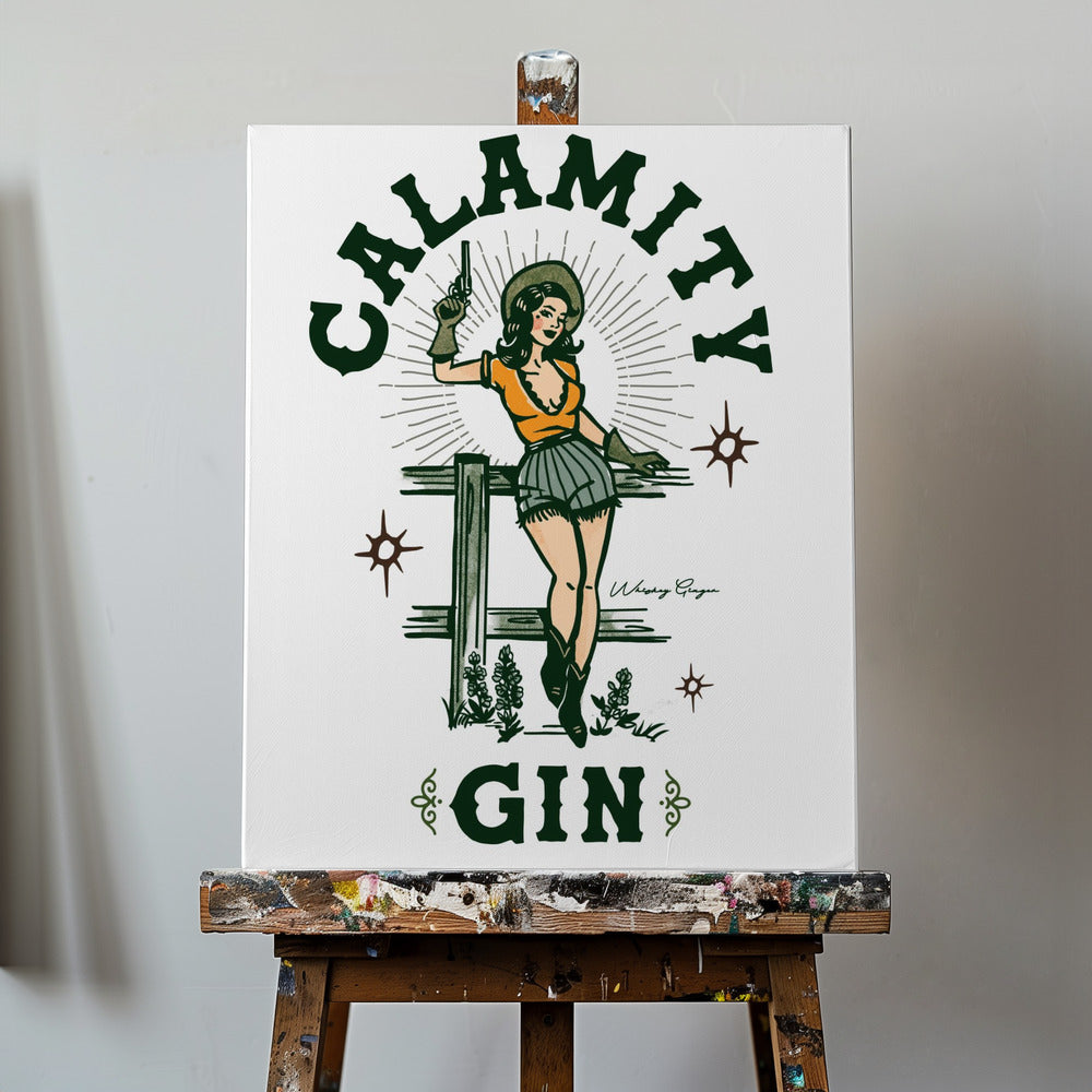 Calamity Gin Sjov Retro Western Cowgirl Kunst | Lærredsbilleder