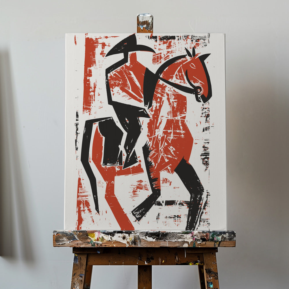 Jinete de caballo abstracto | Impresiones en Lienzo