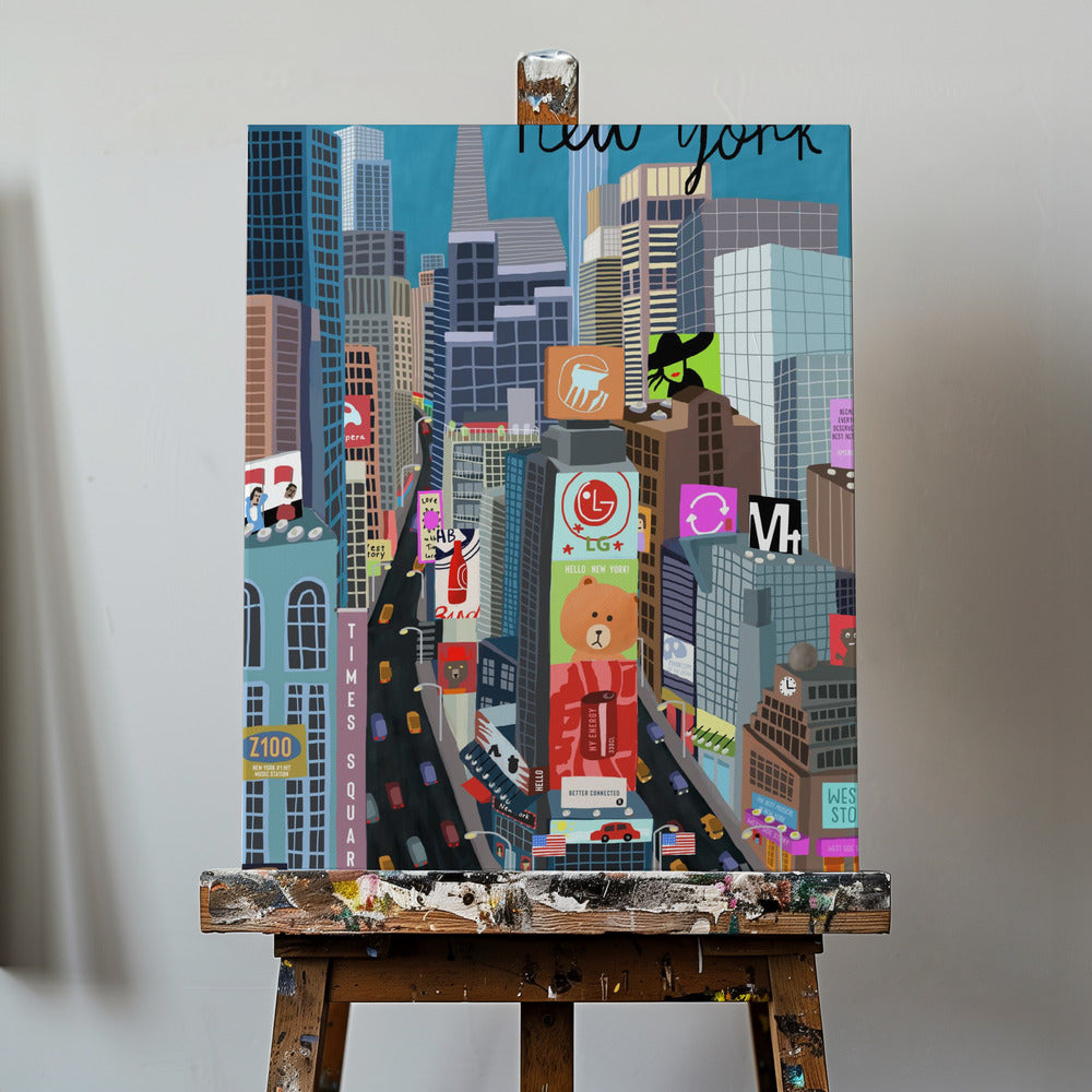 Times Square, New York. Illustration von Künstlerin Carla Daly | Leinwand-Bilder