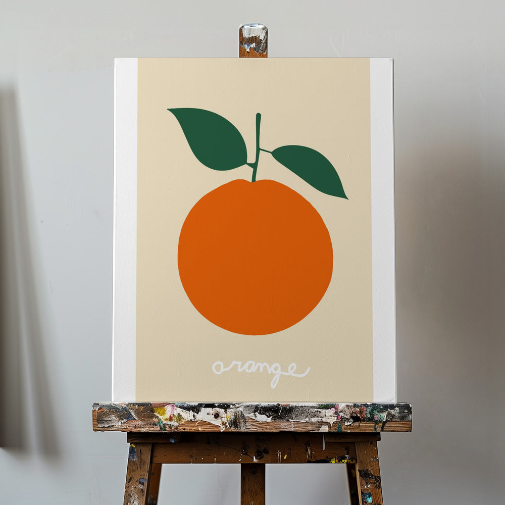 Stylized Orange With Dark Green Leaves | Canvas