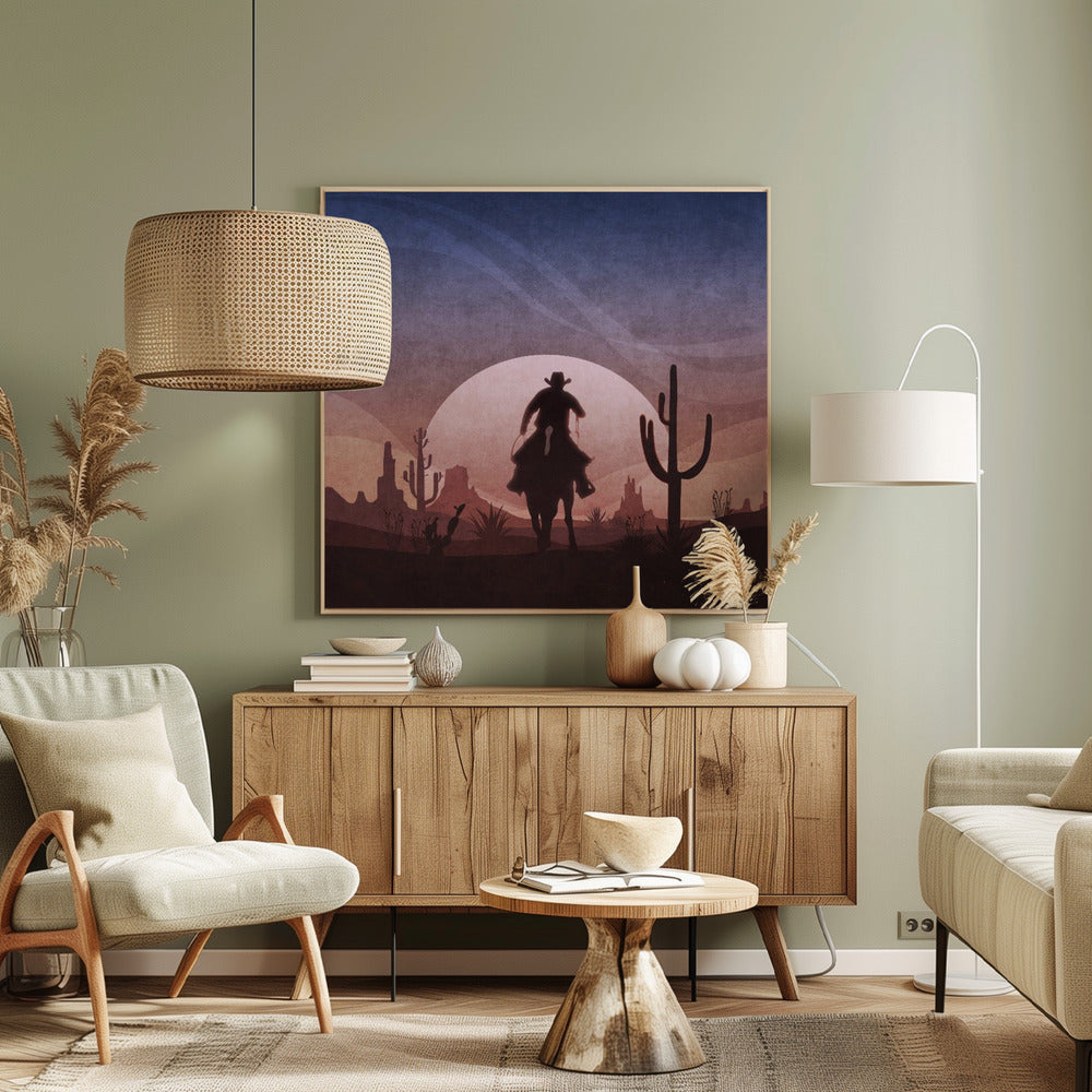 Cowboy-solnedgang | Lærredsbilleder