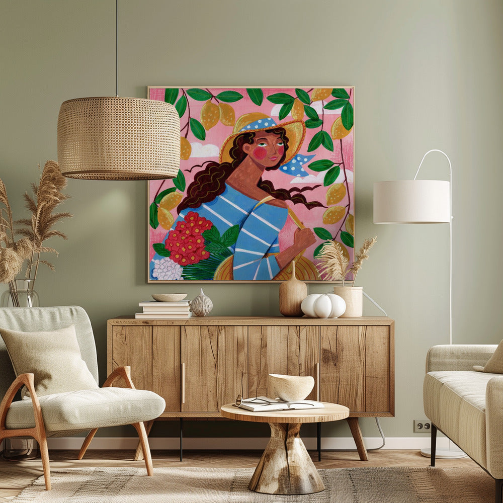 Porträtt av kvinna på Amalfikusten i Italien | Canvas