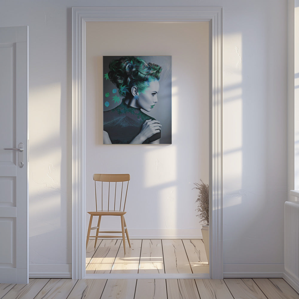 Vert avec des feuilles | Tableaux sur Toile