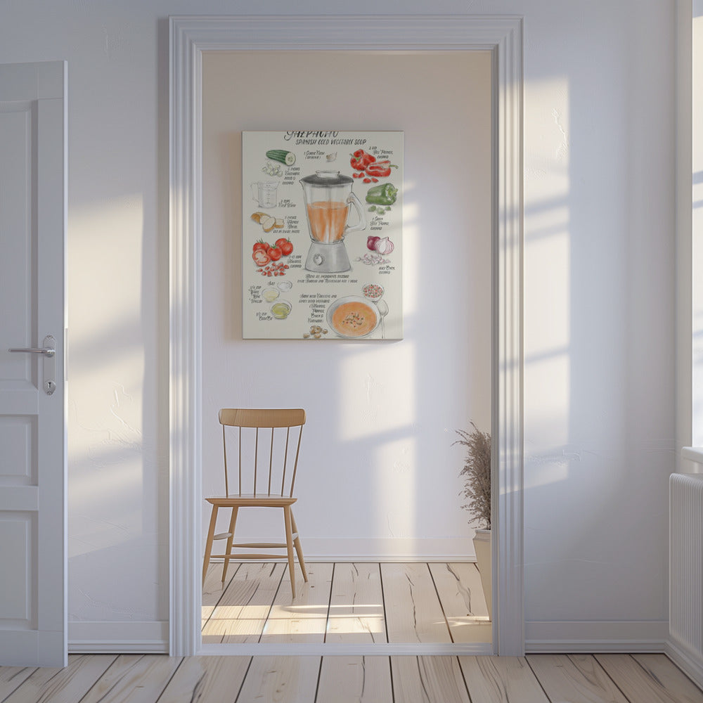 Recette illustrée de gaspacho en anglais | Tableaux sur Toile
