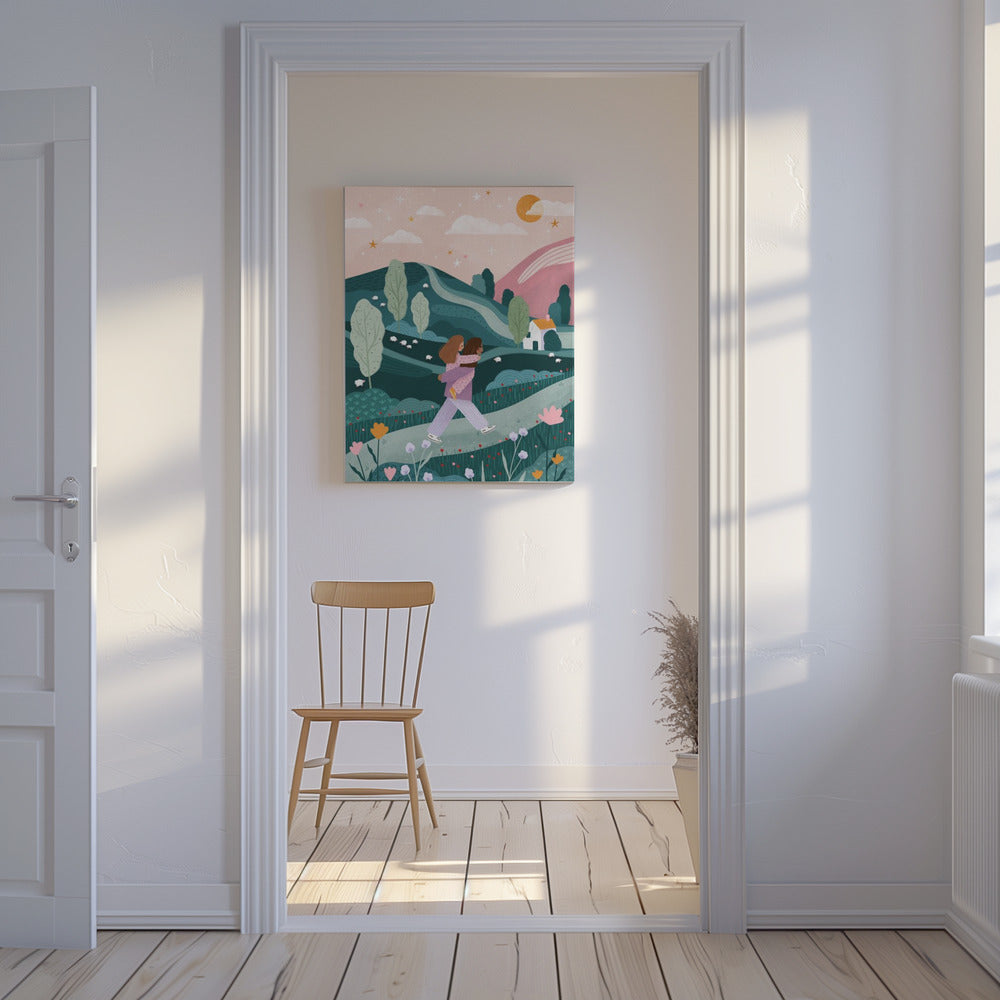 Promenade à la campagne entre maman et fille | Tableaux sur Toile