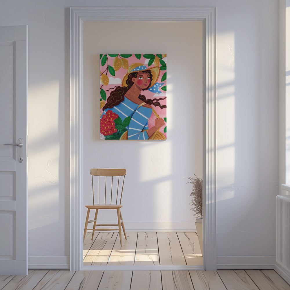Portret kobiety na wybrzeżu Amalfi we Włoszech | Wydruki na łótnie