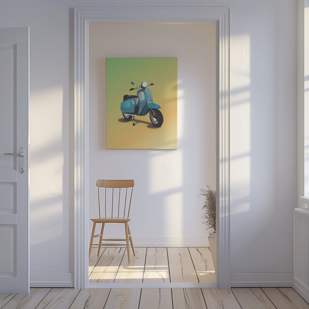 Vintage Blue Scooter | Canvas