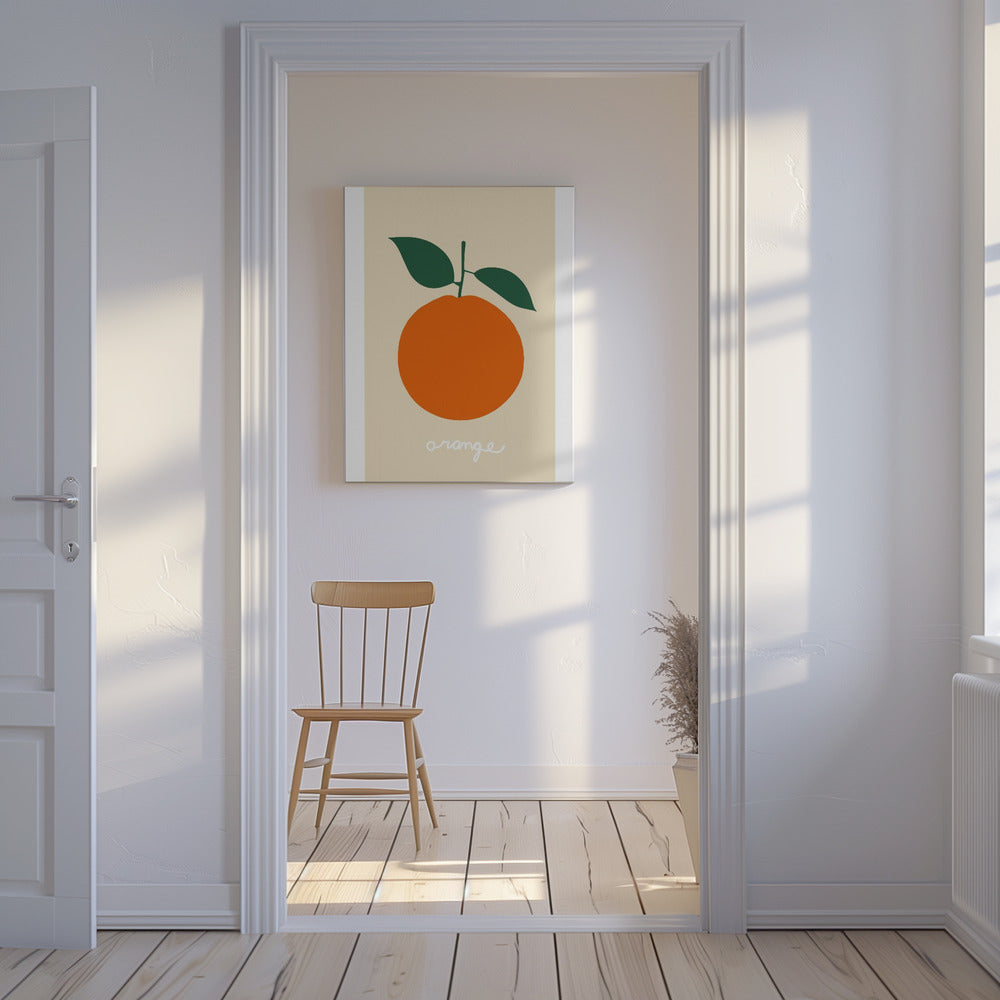 Stylized Orange With Dark Green Leaves | Canvas