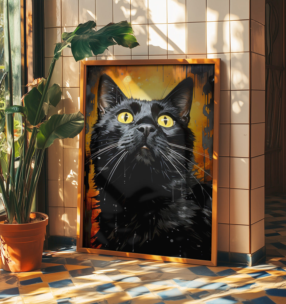 Black Cat  Adam Watercolor Animal Art | Poster