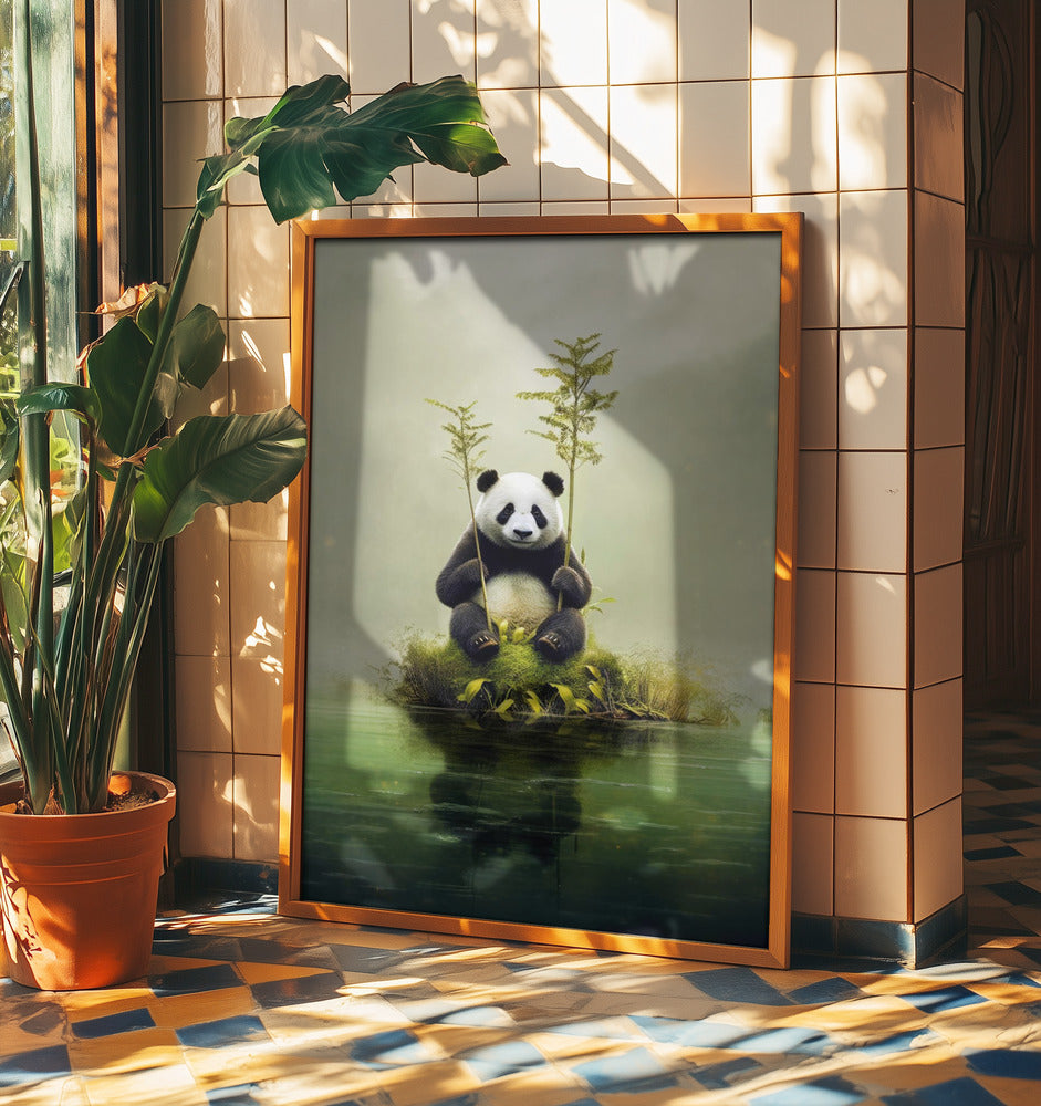 Ensam panda akvarell djurkonst | Poster
