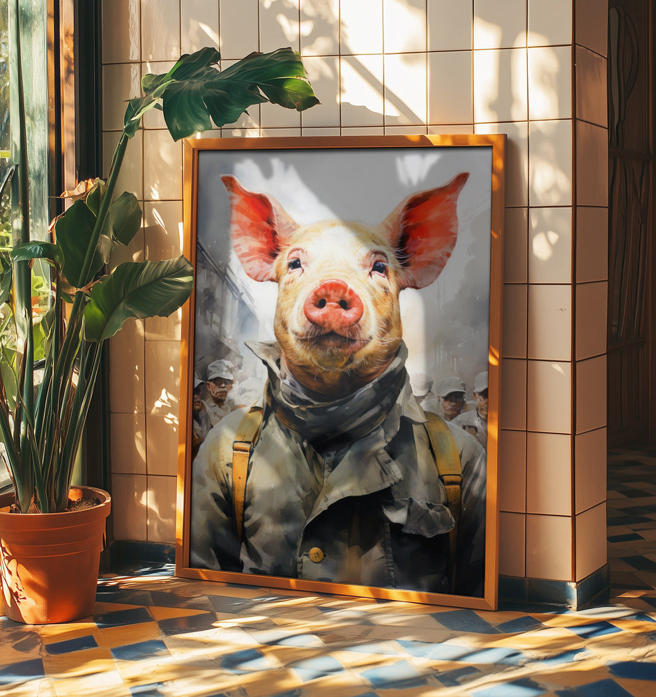 Schwein 1984 Aquarell Tierkunst | Poster