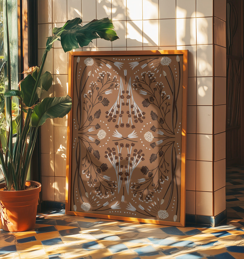 Folk Mirrored Botanicals - Earth Tones | Poster