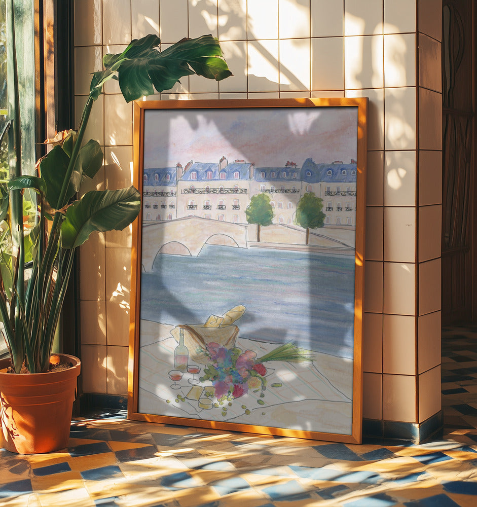 Paris Picnic At the Seine | Poster