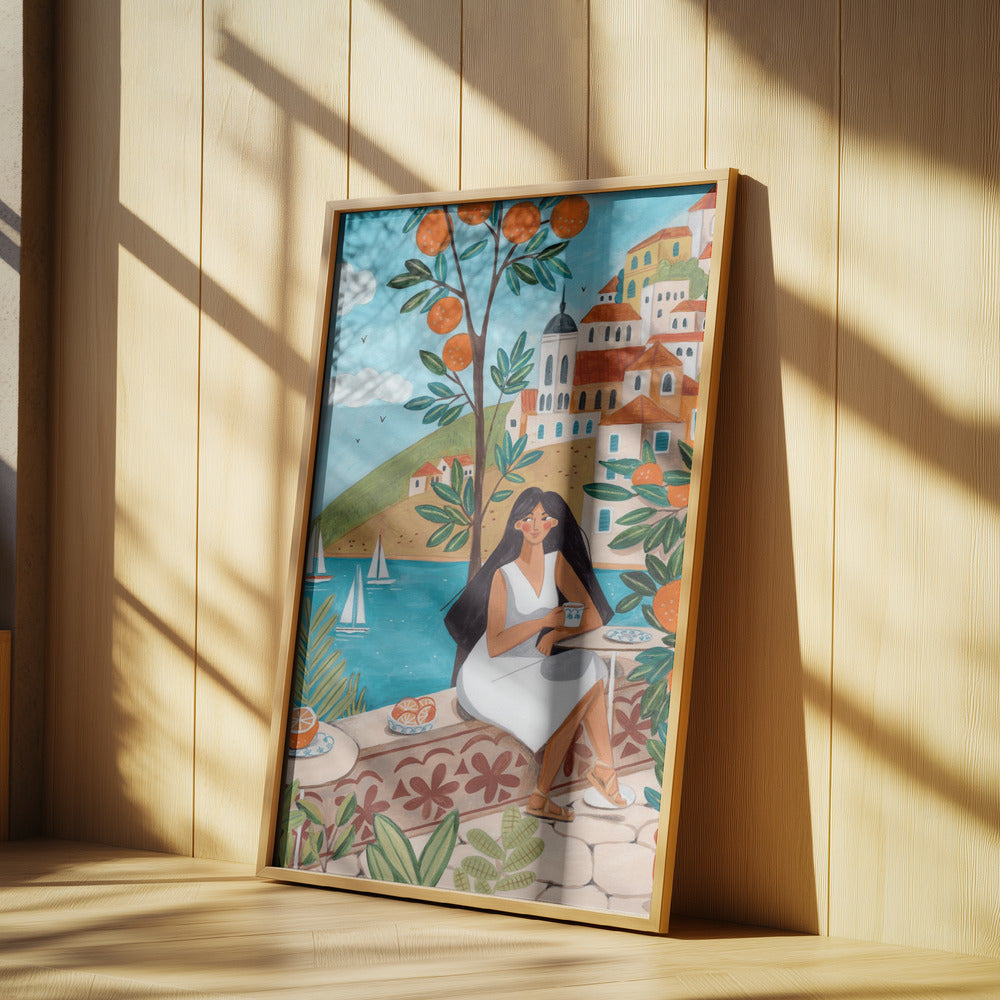 Voyage Posters - Affiche Artistique femme sur la côte méditerranéenne | Posters - Affiche Artistique