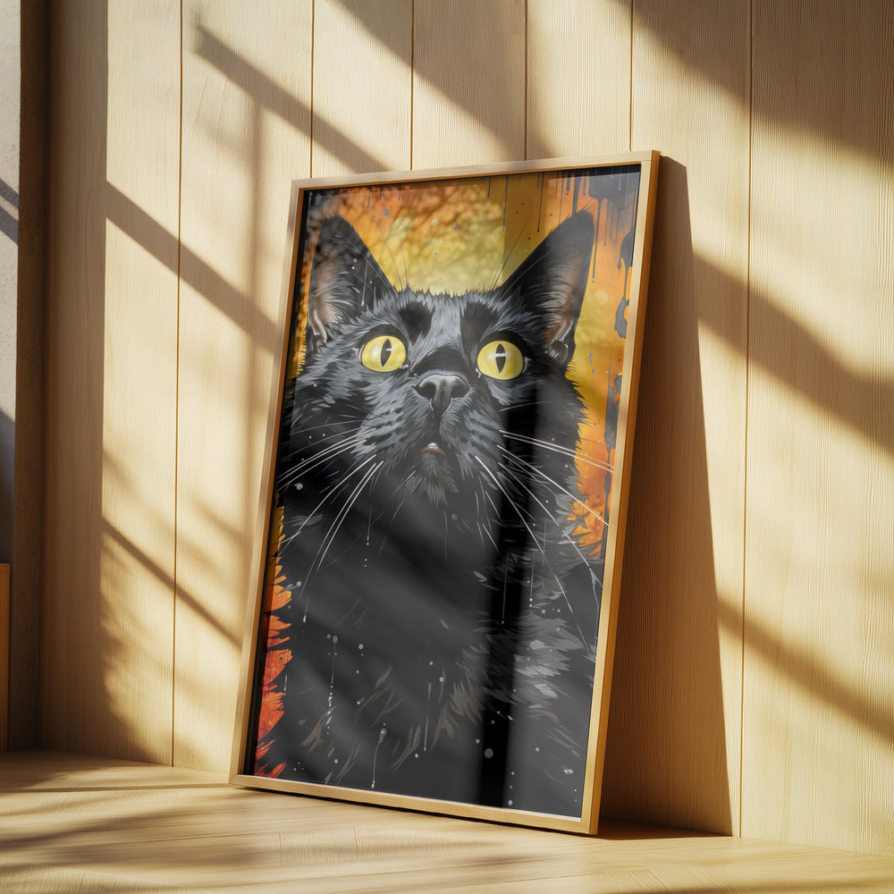 Black Cat  Adam Watercolor Animal Art | Poster
