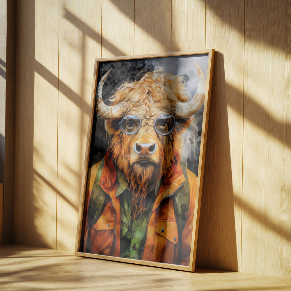 Akvarell djurkonst i buffel | Poster