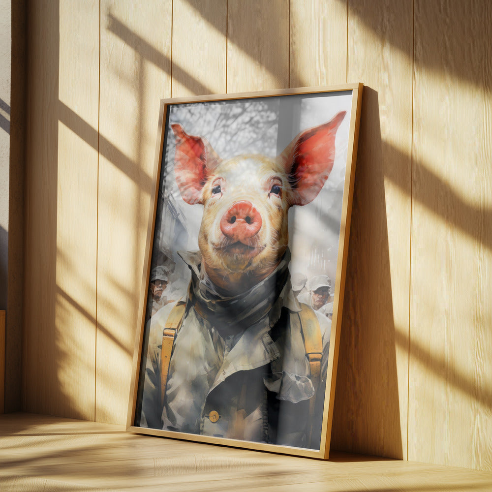 Schwein 1984 Aquarell Tierkunst | Poster