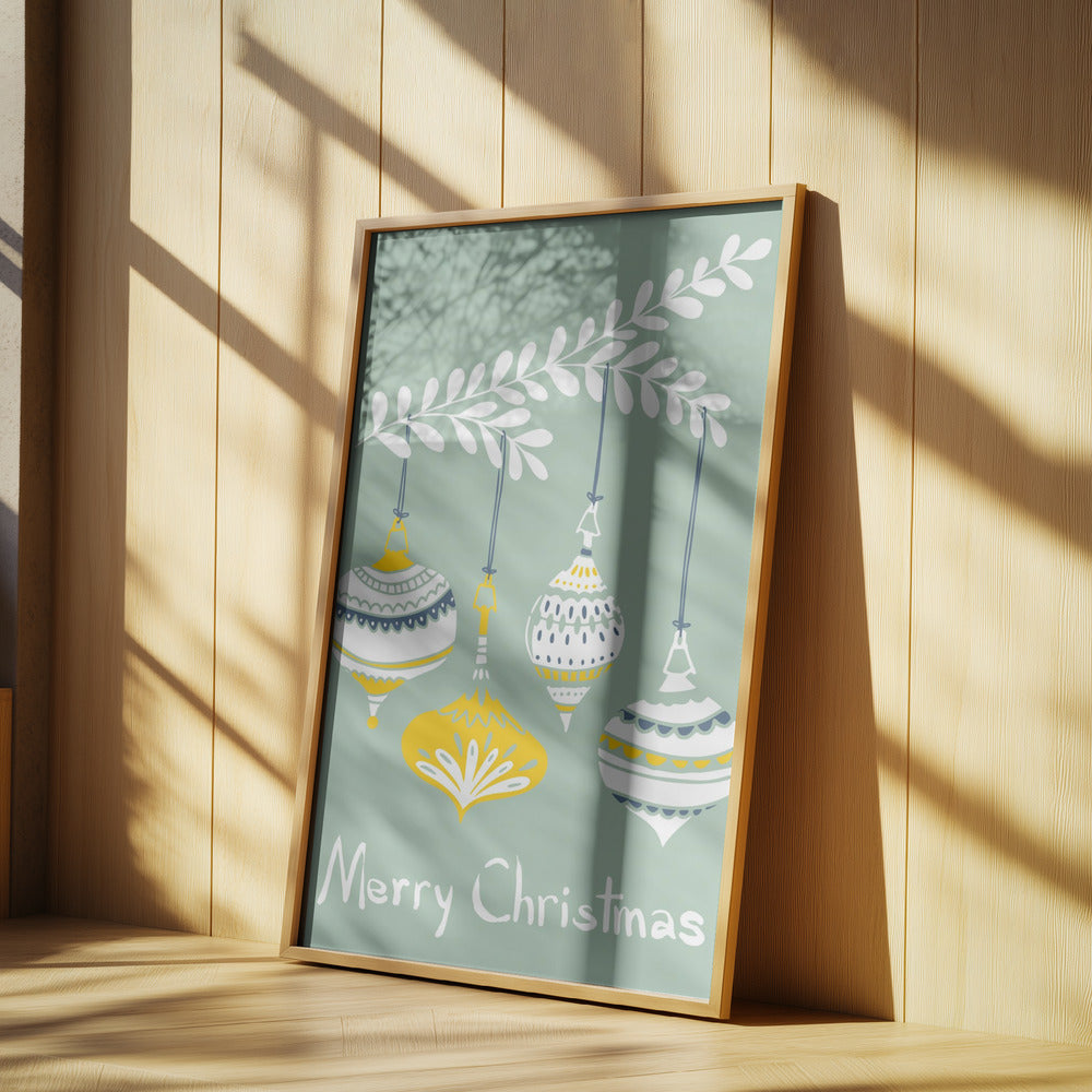 Cheerful little Christmas baubles mint | Poster