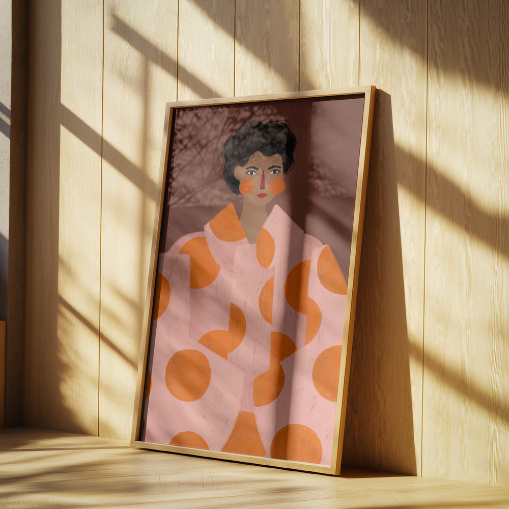 Kvinna med orange prickar | Poster