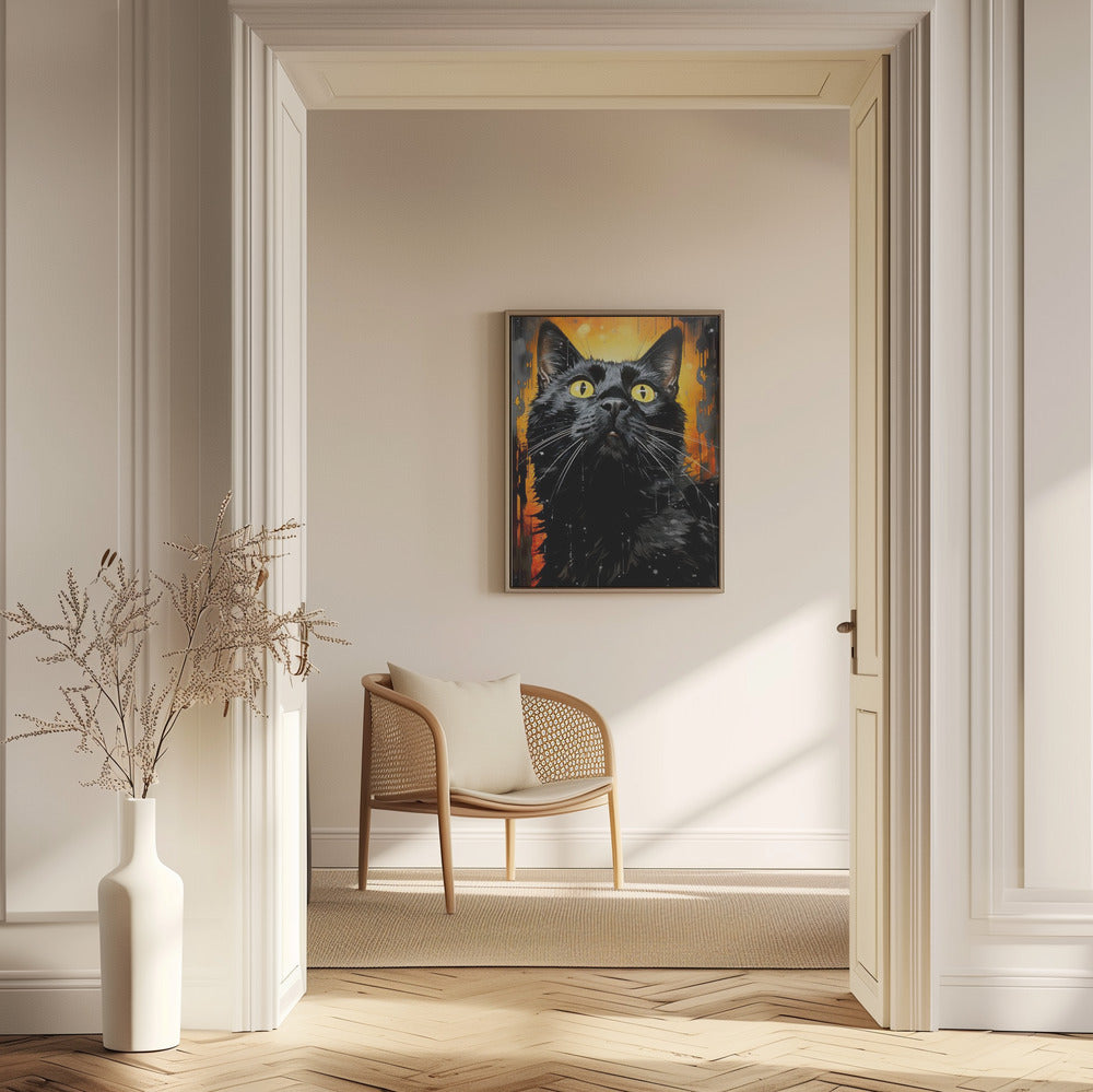 Black Cat  Adam Watercolor Animal Art | Poster