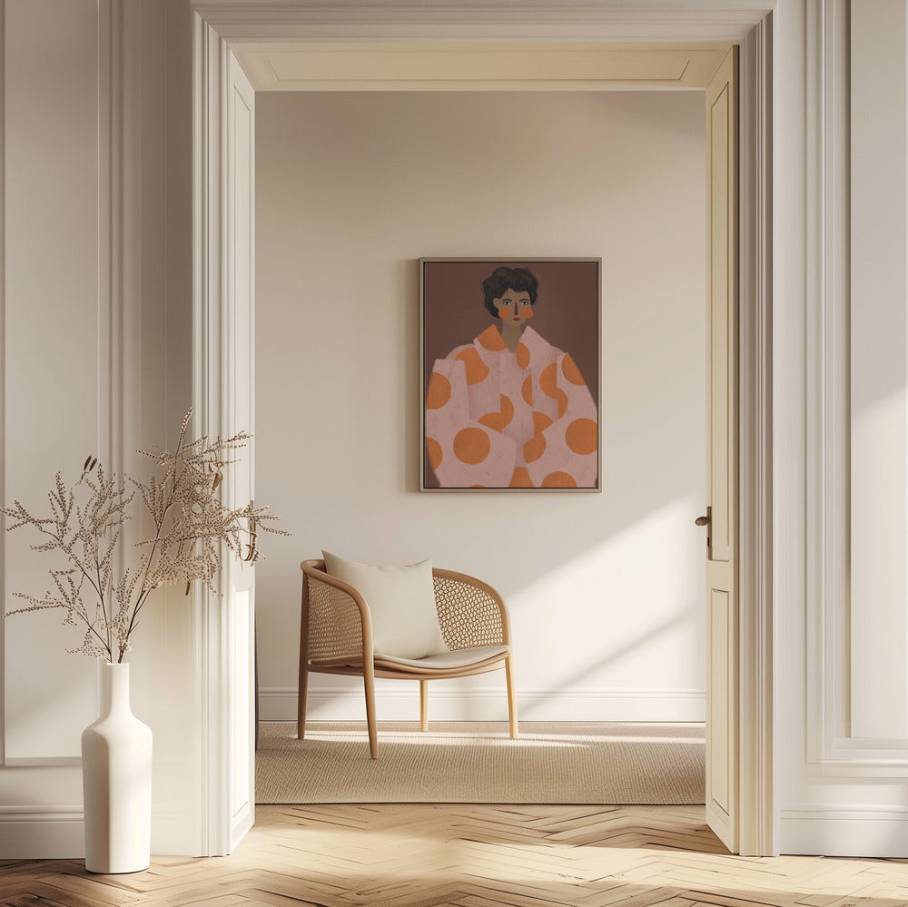 Kvinna med orange prickar | Poster