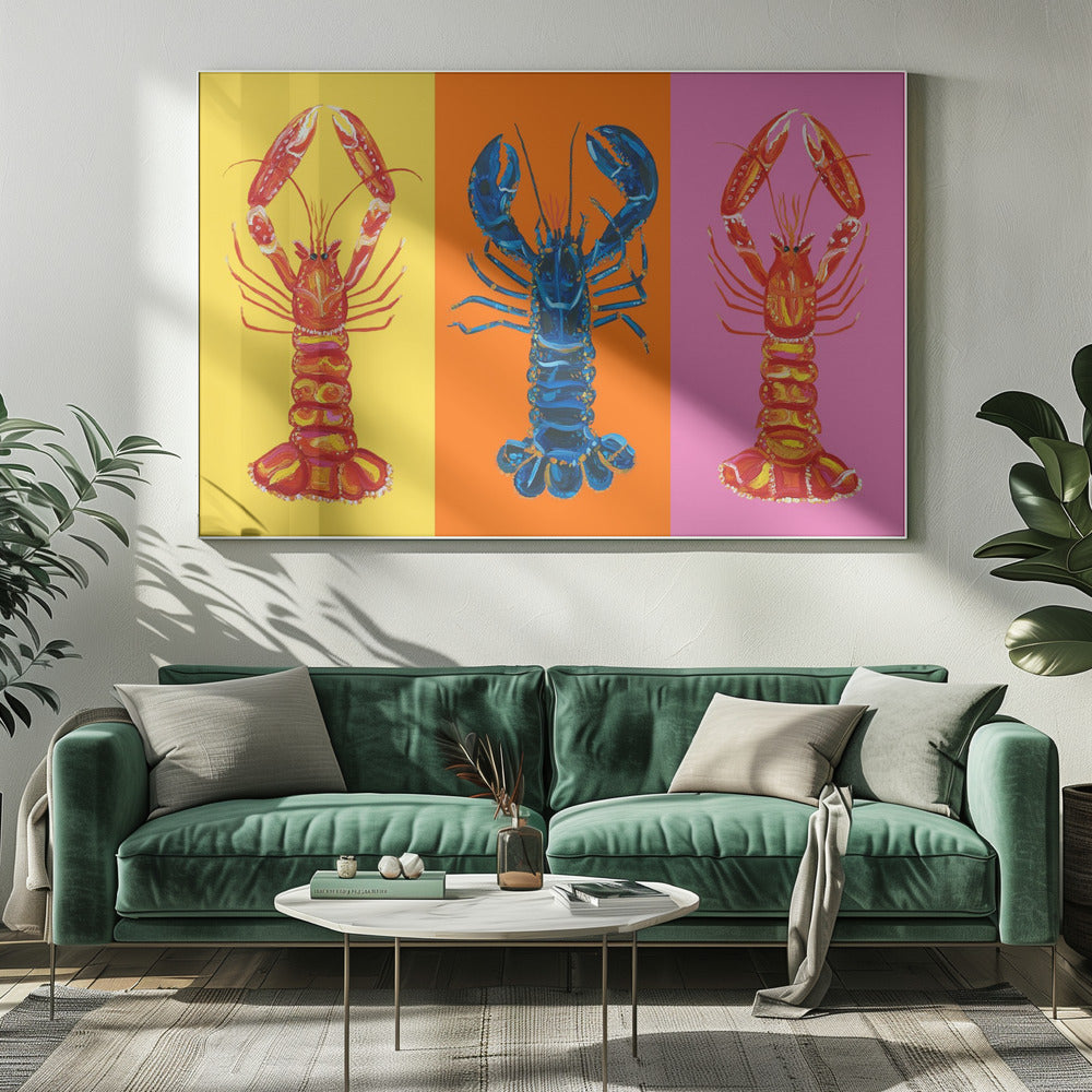 Lobster Langoustines Pop Art 3 | Tableaux sur Toile