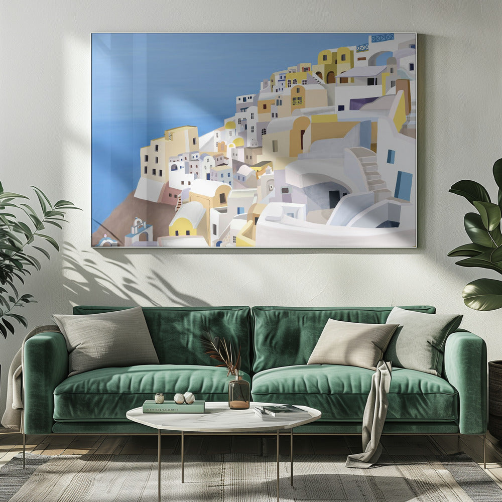 Utsikt over klippene i Santorini, Hellas av kunstneren Carla Daly | Lerretsbilder