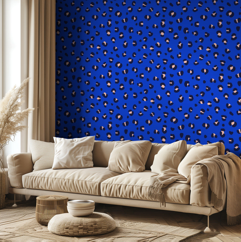 Leopard Pattern in Blue and Pink (pattern design) | Wallpaper