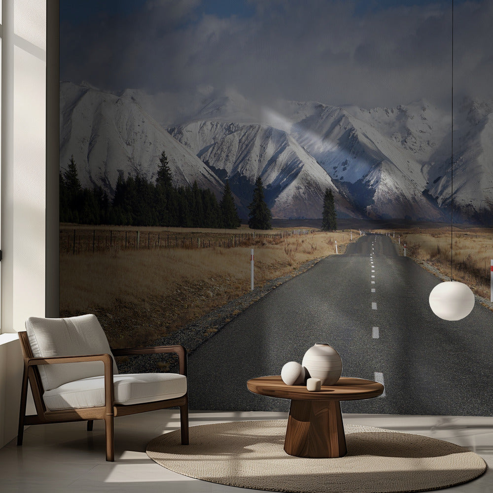 Route du lac Ohau | Papier Peint Photo