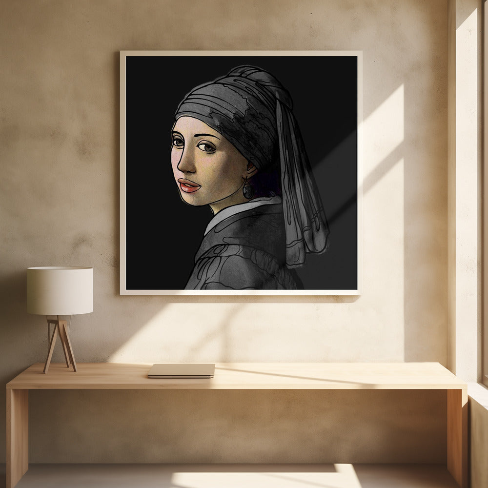 Girl With a Pearl Earring   the Doodled Edition | Poster