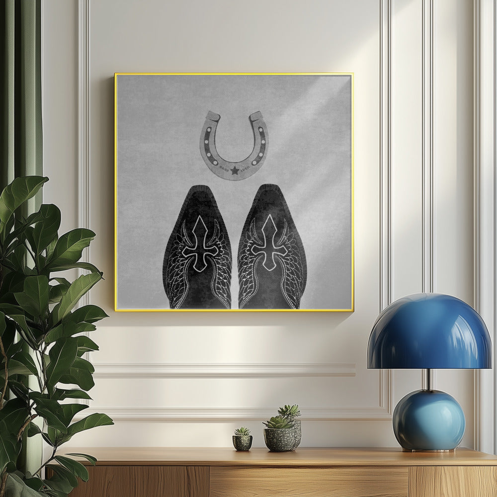 Bw Cowboy Boots and Horseshoe | Poster