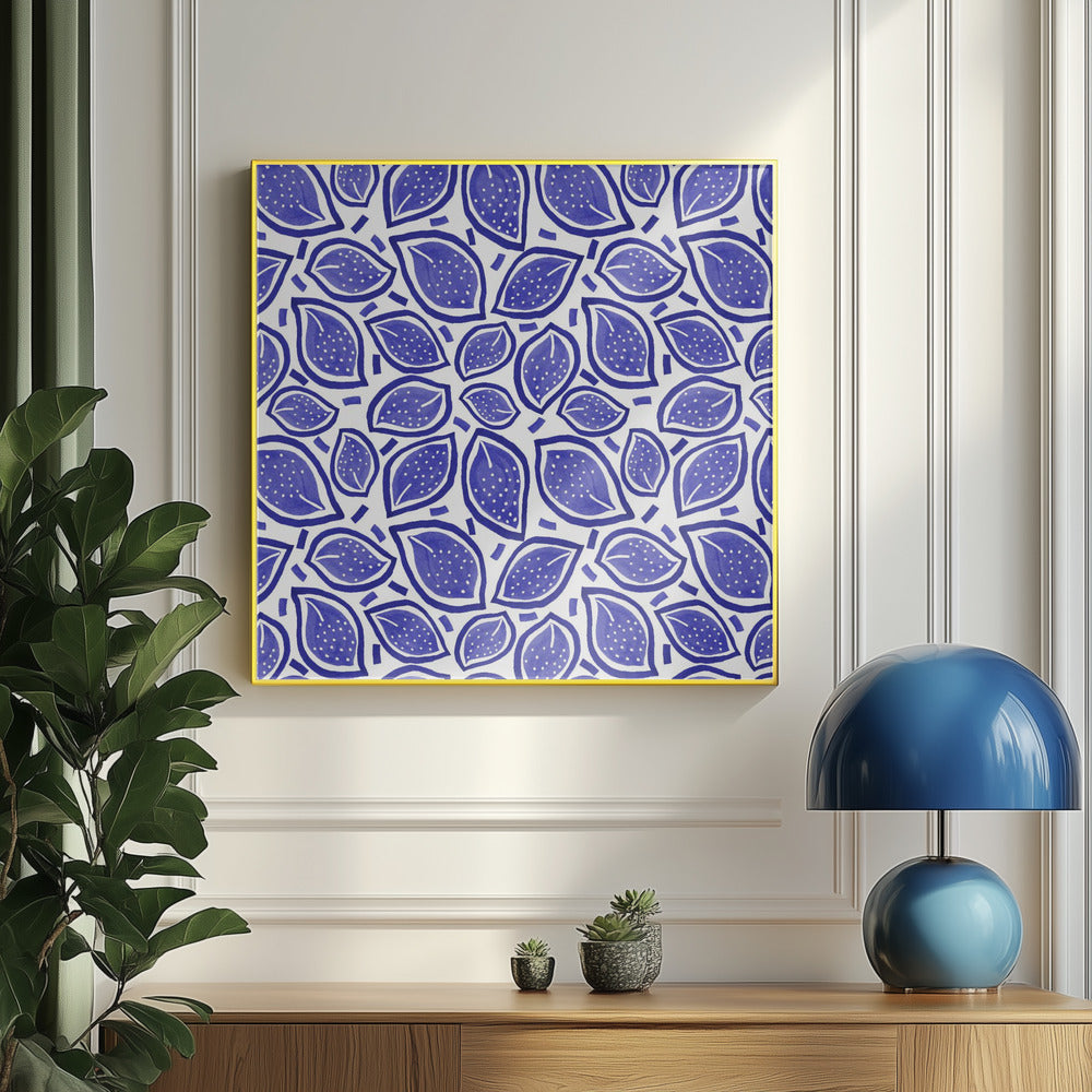 Foglie sparse blu navy a pois | Poster - Stampe d’Arte